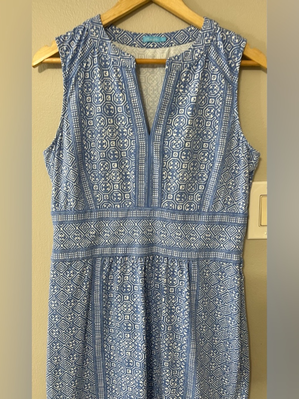 J. McLaughlin Lola Dress Blue Tile Print Sleeveless Shift Dress Large - Picture 6 of 15
